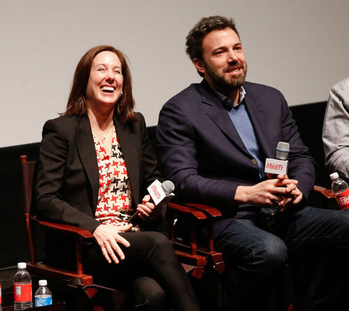 Ben Affeck sat next to producer Kathleen Kennedy at the Producers Guild Awards nominees breakfast event.
Ben Affeck sat next to producer Kathleen Kennedy at the Producers Guild Awards nominees breakfast event.