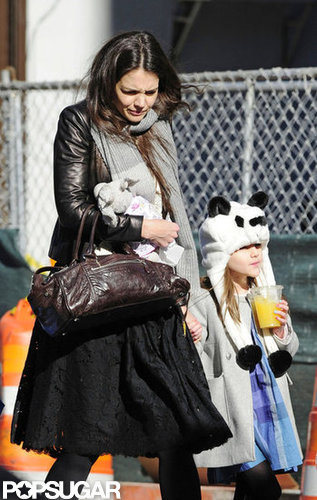 Katie Holmes Takes On Chilly NYC With Suri — and Suri's Panda Hat Katie Holmes Takes On Chilly NYC With Suri — and Suri's Panda Hat