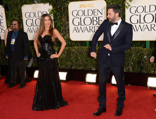 Ben Affleck got goofy on the red carpet at the Globes with Sofia Vergara.
Ben Affleck got goofy on the red carpet at the Globes with Sofia Vergara.