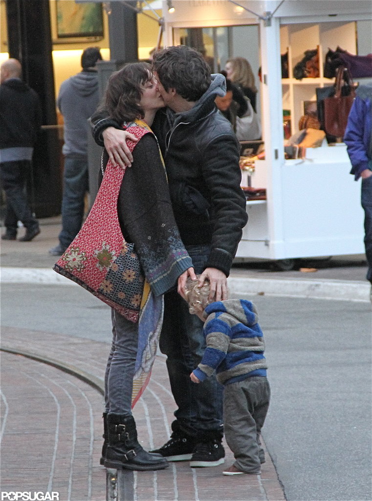 Marion Cotillard kissed Guillaume Canet while they shopped with Marcel Canet. Marion Cotillard kissed Guillaume Canet while they shopped with Marcel Canet.