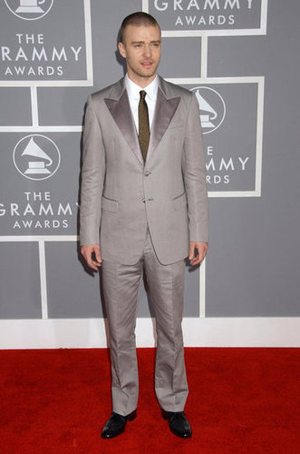 Justin hit the red carpet in a silvery-gray suit and tie at the Grammys in 2007.
Justin hit the red carpet in a silvery-gray suit and tie at the Grammys in 2007.