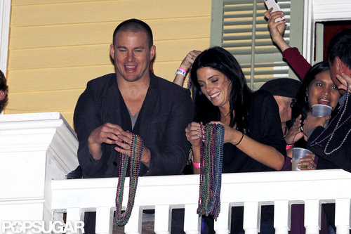 Channing Tatum threw beads off a balcony with Ashley Greene and friends Friday at a bash at his bar in New Orleans.
Channing Tatum threw beads off a balcony with Ashley Greene and friends Friday at a bash at his bar in New Orleans.