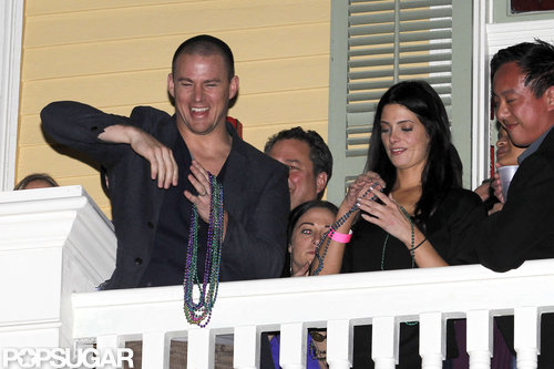Channing Tatum and Ashley Greene had fun with Mardi Gras beads on the balcony of his New Orleans bar, Sinners & Saints.
Channing Tatum and Ashley Greene had fun with Mardi Gras beads on the balcony of his New Orleans bar, Sinners & Saints.