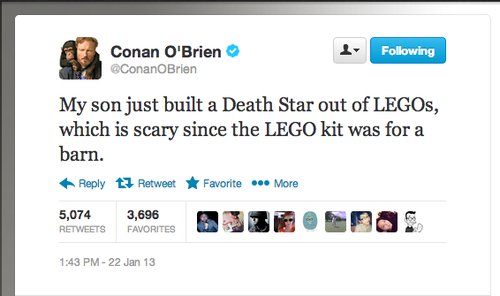 Is funnyman Conan O' Brien's youngster headed to the Dark Side?
Is funnyman Conan O' Brien's youngster headed to the Dark Side?