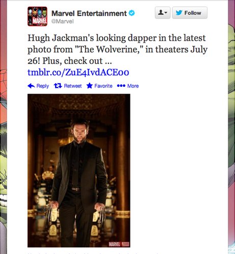 Wolverine cleans up real nice, doesn't he? We can't wait for Marvel Entertainment to release the film on July 26.
Wolverine cleans up real nice, doesn't he? We can't wait for Marvel Entertainment to release the film on July 26.