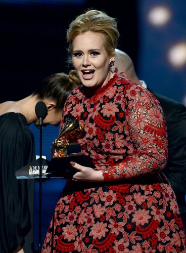 Adele, who won six Grammy Awards in 2012, accepted her Grammy for best pop solo performance in 2013 .
Adele, who won six Grammy Awards in 2012, accepted her Grammy for best pop solo performance in 2013 .