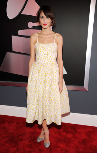 Alexa Chung took to the red carpet in a floral-print dress.
Alexa Chung took to the red carpet in a floral-print dress.