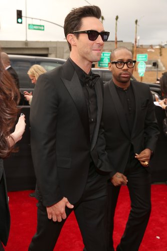 Adam Levine arrived at the Grammy Awards in an all-black suit.
Adam Levine arrived at the Grammy Awards in an all-black suit.