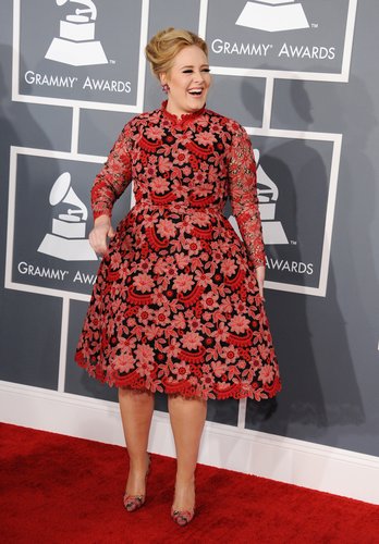 Adele had fun walking the Grammys red carpet.
Adele had fun walking the Grammys red carpet.