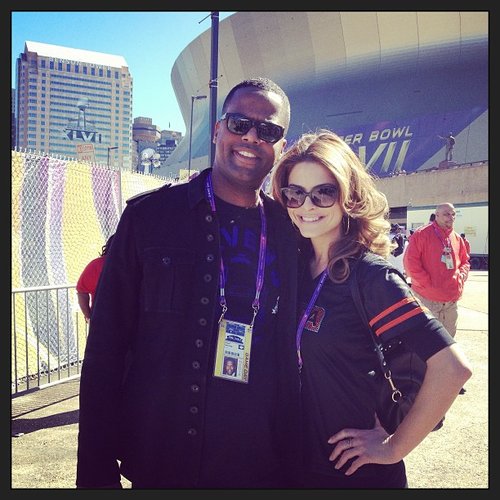Maria Menounos and A.J. Calloway posed outside the Superdome.
Source: Instagram user Extra
Maria Menounos and A.J. Calloway posed outside the Superdome.
Source: Instagram user Extra