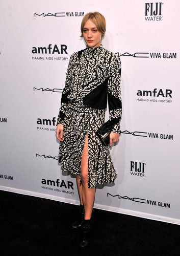 Chloë Sevigny wore a black and white dress to the amfAR New York Gala on Wednesday.
Chloë Sevigny wore a black and white dress to the amfAR New York Gala on Wednesday.
