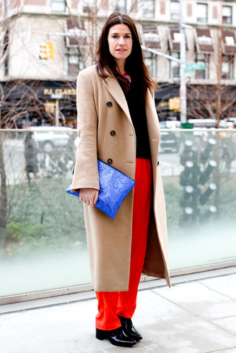 Primary colors played perfectly off a great camel coat.
Primary colors played perfectly off a great camel coat.