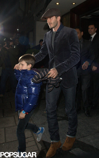 David Beckham held Cruz's hand as they left dinner Friday night in London.
David Beckham held Cruz's hand as they left dinner Friday night in London.