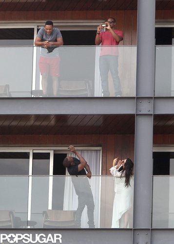 Kanye West and Kim Kardashian took photos of Will Smith on the balcony of his hotel room, which was located directly above the couple's room.
Kanye West and Kim Kardashian took photos of Will Smith on the balcony of his hotel room, which was located directly above the couple's room.
