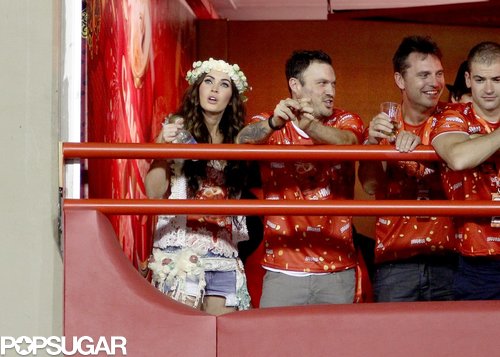 Megan Fox and Brian Austin Green Sneak a Carnival Kiss in Brazil Megan Fox and Brian Austin Green Sneak a Carnival Kiss in Brazil