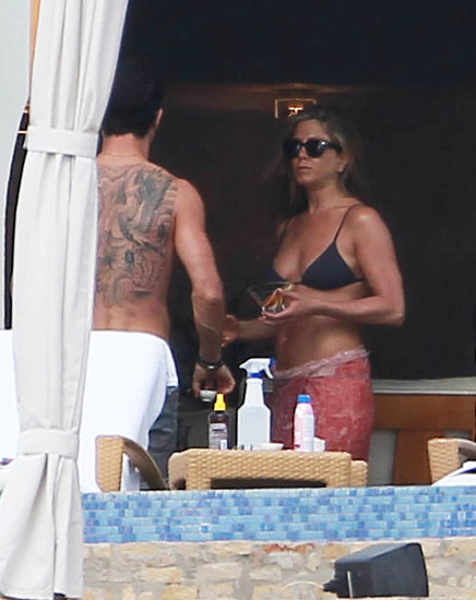 Jennifer Aniston chatted with Justin Theroux during a Cabo vacation in January.
Jennifer Aniston chatted with Justin Theroux during a Cabo vacation in January.