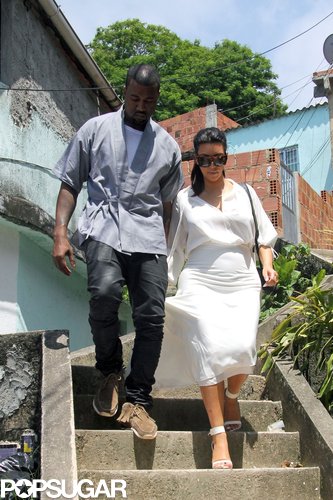 Kim Kardashian wore a white dress to sightsee with Kanye West in Brazil.
Kim Kardashian wore a white dress to sightsee with Kanye West in Brazil.