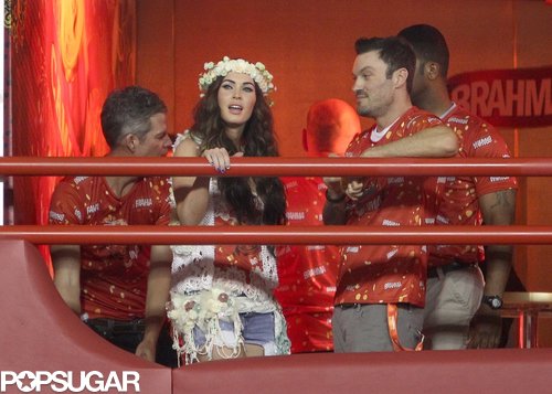 Megan Fox and Brian Austin Green Sneak a Carnival Kiss in Brazil Megan Fox and Brian Austin Green Sneak a Carnival Kiss in Brazil