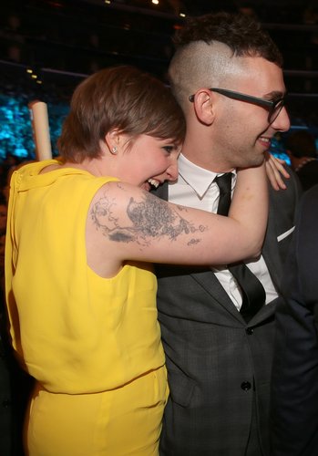 Lena Dunham celebrated fun.'s win with boyfriend Jack Antonoff.
Lena Dunham celebrated fun.'s win with boyfriend Jack Antonoff.