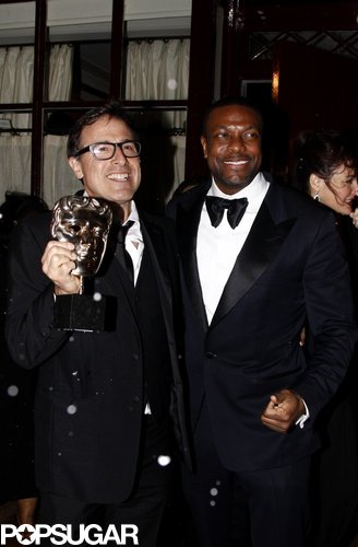 David O. Russell showed off his BAFTA with Chris Tucker.
David O. Russell showed off his BAFTA with Chris Tucker.