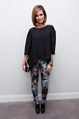 The Vampire Diaries star Torrey DeVitto punched up her black sweater and booties with colorful floral pants at Cynthia Rowley.
The Vampire Diaries star Torrey DeVitto punched up her black sweater and booties with colorful floral pants at Cynthia Rowley.