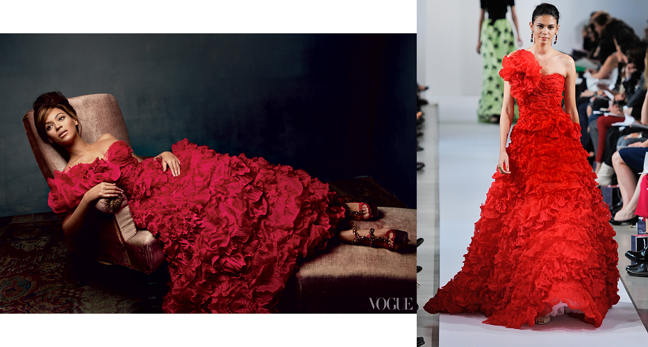 Beyonce Knowles Vogue March 2013 Look 3 Oscar de la Renta Beyonce Knowles Style