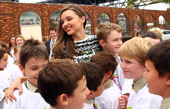 Miranda Kerr was out in Sydney with children to promote the Kids Helpline.
Miranda Kerr was out in Sydney with children to promote the Kids Helpline.