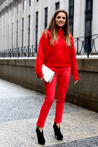 Red on red packed a serious punch, with understated add-ons to finish.
Red on red packed a serious punch, with understated add-ons to finish.