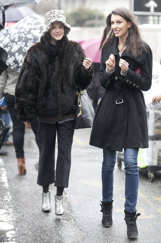 Bundled up, but not without some personality via a furry topper, and a classic trench, respectively.
Bundled up, but not without some personality via a furry topper, and a classic trench, respectively.