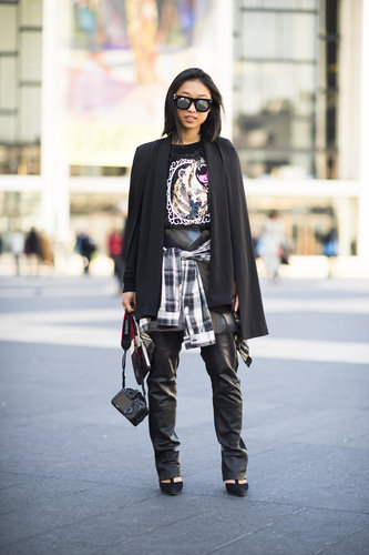 Glam-rock leather meets punk-perfect plaid.
Source: Le 21ème | Adam Katz Sinding
Glam-rock leather meets punk-perfect plaid.
Source: Le 21ème | Adam Katz Sinding