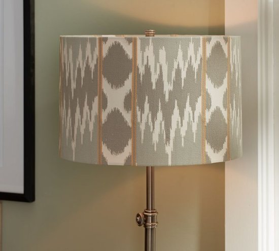 The stitched pattern on this ikat lampshade ($54-$69, originally $69-$89) adds a touch of texture and is meant to fit with a variety of lamp bases.
The stitched pattern on this ikat lampshade ($54-$69, originally $69-$89) adds a touch of texture and is meant to fit with a variety of lamp bases.