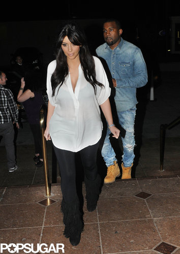 Kim Kardashian and Kanye West on a dinner date for Valentine's Day.
Kim Kardashian and Kanye West on a dinner date for Valentine's Day.