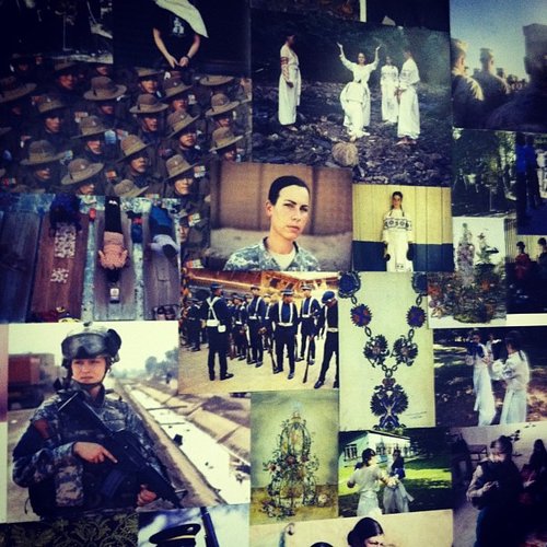 We spied a military-inspired mood board at Prabal Gurung.
We spied a military-inspired mood board at Prabal Gurung.