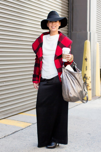 Tartan plaid was a striking contrast against a long black maxi.
Tartan plaid was a striking contrast against a long black maxi.