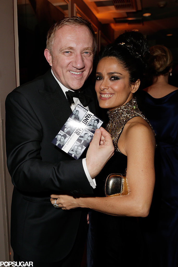 Francois-Henri Pinault and Salma Hayek showed off their photo booth pictures at the Vanity Fair Oscar party on Sunday.
Francois-Henri Pinault and Salma Hayek showed off their photo booth pictures at the Vanity Fair Oscar party on Sunday.
