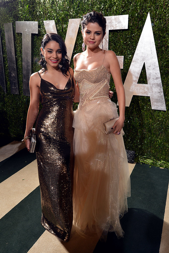 Vanessa Hudgens and Selena Gomez arrived at the Vanity Fair Oscar party on Sunday night.
Vanessa Hudgens and Selena Gomez arrived at the Vanity Fair Oscar party on Sunday night.