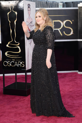 Adele on the red carpet at the Oscars 2013.
Adele on the red carpet at the Oscars 2013.
