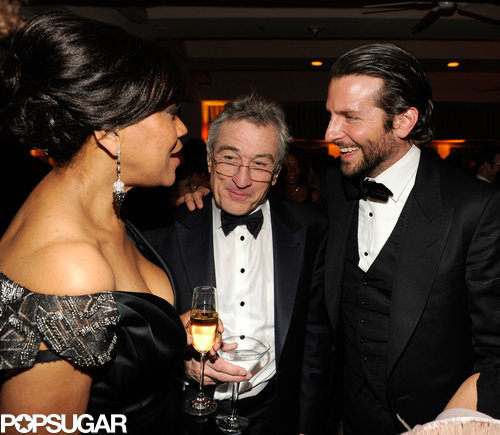 Bradley Cooper and Robert De Niro stuck together while they talked to Grace Hightower inside the Vanity Fair afterparty on Oscars Sunday.
Bradley Cooper and Robert De Niro stuck together while they talked to Grace Hightower inside the Vanity Fair afterparty on Oscars Sunday.