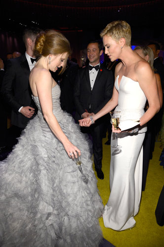 Charlize Theron and Amy Adams chatted at the Governors Ball.
Charlize Theron and Amy Adams chatted at the Governors Ball.