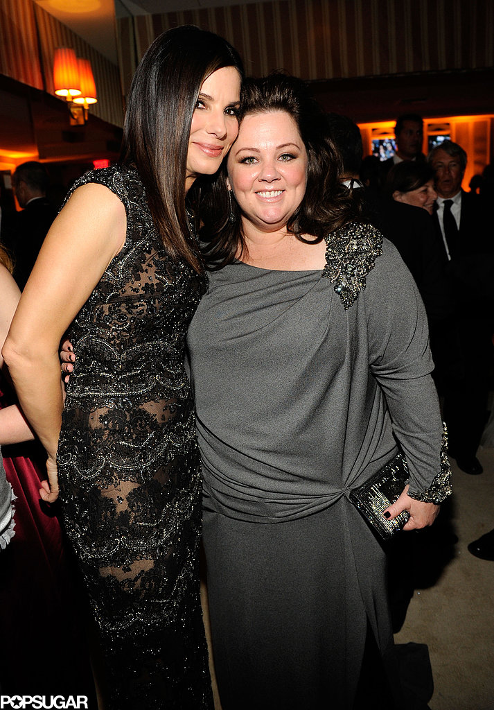 Sandra Bullock smiled with Melissa McCarthy at an Oscars afterparty in Hollywood.
Sandra Bullock smiled with Melissa McCarthy at an Oscars afterparty in Hollywood.
