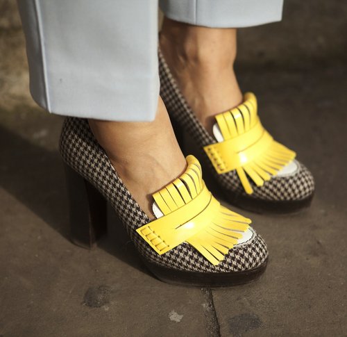 Printed loafers injected a touch of whimsy into a pair of cropped trousers.
Printed loafers injected a touch of whimsy into a pair of cropped trousers.