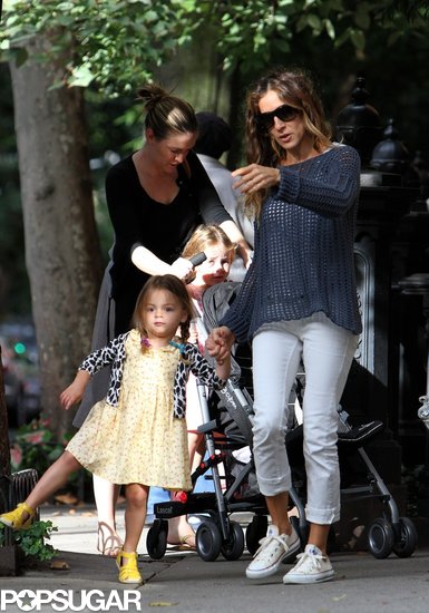 Loretta wore a sweet printed sundress underneath a leopard-spotted cardigan while out for a stroll in September 2012. Her sister, Tabitha, hitched a ride on the back of one of the girls' Cybex strollers.
Loretta wore a sweet printed sundress underneath a leopard-spotted cardigan while out for a stroll in September 2012. Her sister, Tabitha, hitched a ride on the back of one of the girls' Cybex strollers.