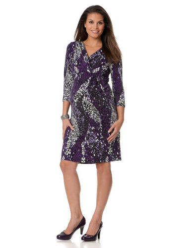 This python-print long-sleeved maternity dress from Motherhood Maternity ($40) becomes more playful with its purple accents.
This python-print long-sleeved maternity dress from Motherhood Maternity ($40) becomes more playful with its purple accents.