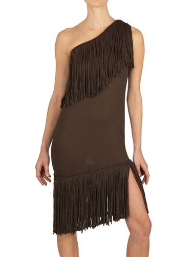 Fringed Viscose Jersey Dress