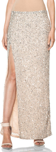 Haute Hippie Beaded Skirt with Long Slit in Sheer