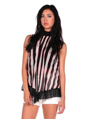 Romeo & Juliet Couture Sheer Pleated Halter Tank