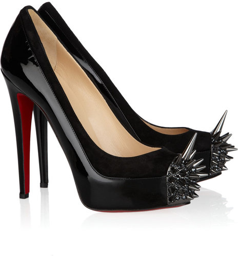 Christian Louboutin Asteroid 140 suede and patent-leather pumps