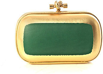 Bottega Veneta Oro gilded leather knot clutch