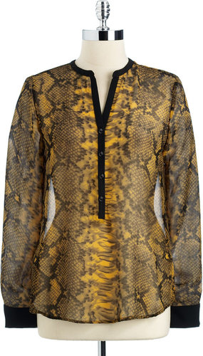 EIGHT SIXTY Snakeskin Print Semi-Sheer Blouse