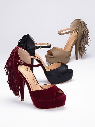 Colin Stuart Fringe Peep-toe Pump